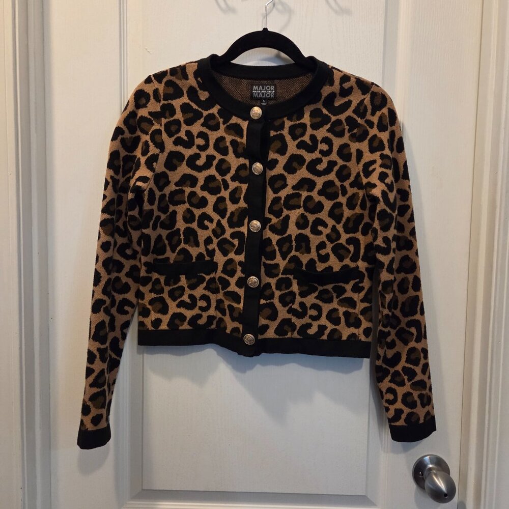 Old Money Leopard Print Button-Front Cardigan - S… - image 2